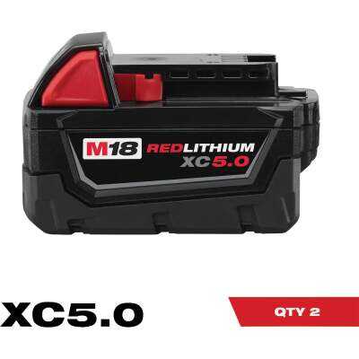 Milwaukee M18 REDLITHIUM Lithium-Ion XC 5.0 Ah Extended Capacity Battery Pack (2-Pack)